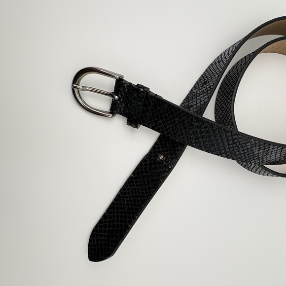 Caroll Calfskin  Embossed Python Effect Genuine Leather Belt Black Made In Italy - Picture 9 of 10